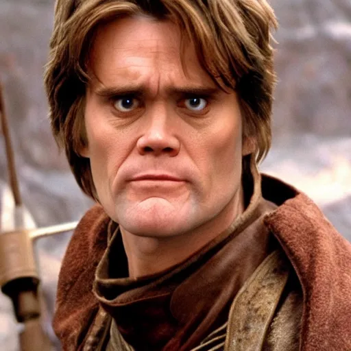 Prompt: Jim Carrey as Anakin Skywalker, movie still