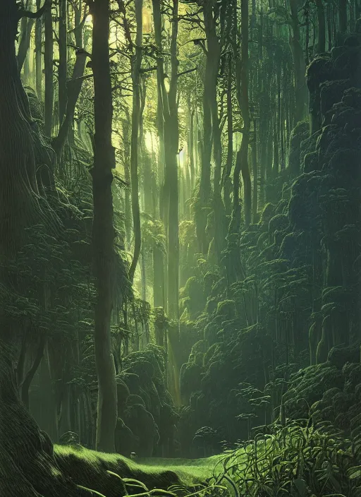 Image similar to hyper realistic end of the weak gorgeous lighting, blue sky, highly detailed, lush forest by zdzisław beksinski and norman rockwell and greg rutkowskiweta studio, and lucasfilm