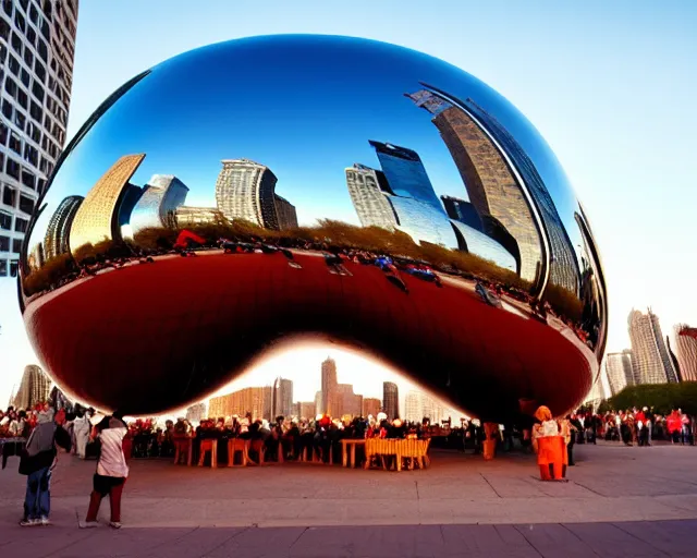 Image similar to the bean in chicago but it's made of meat