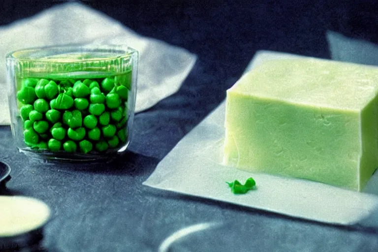 Image similar to peas and cheese aspic, in cyberspace, in 1 9 9 5, y 2 k cybercore, industrial low - light photography, still from a ridley scott movie