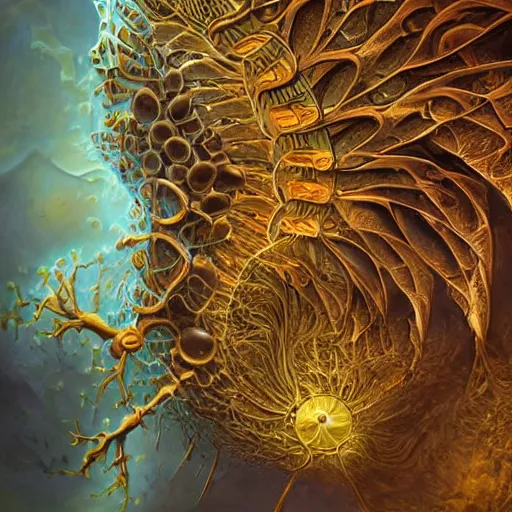 Image similar to fantasy art hyper realistic ai created interesting bizarre subconscious of medicine with fractal vignette edge fantastic art award winning best ultra detailed magnificent