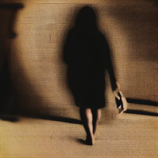 Prompt: Still shot of a woman walking, photography, glitch filter, 4k,