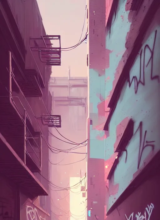 Image similar to highly detailed matte painting, of a callography graffiti tag wall, by atey ghailan, by greg rutkowski, by greg tocchini, by james gilleard, by joe fenton, by kaethe butcher, pink, brown, light blue and white mystical color scheme, grunge aesthetic, octane render