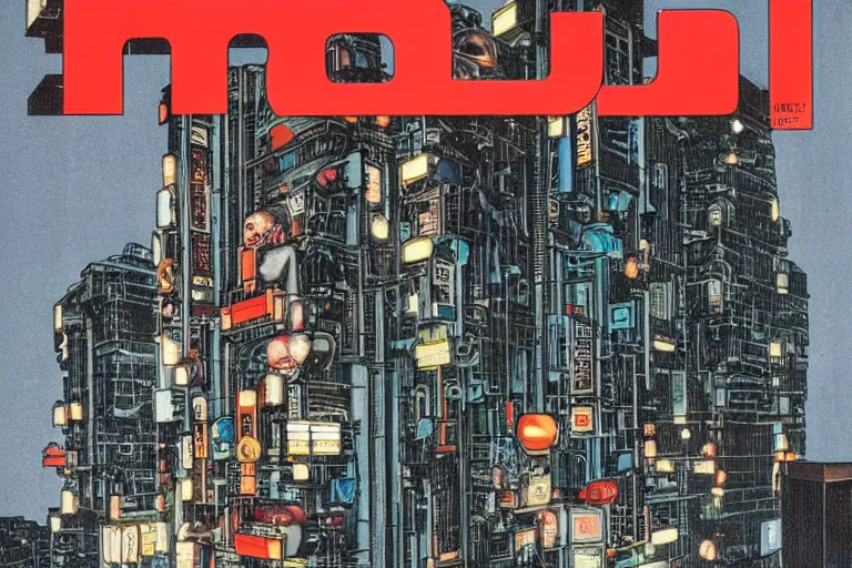 Prompt: 1 9 7 9 omni magazine cover of nakagin capsule tower in cyberpunk style