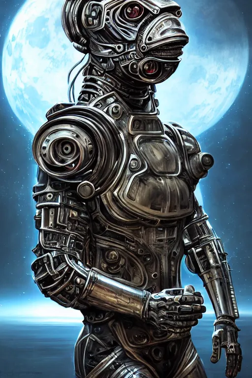 Image similar to a portrait of a muscular anthropomorphic cyberpunk basilisk lizard with big head in spacesuit armor with ensignia on chest plate by sandra chevrier, by jon foster, detailed render, pistol in holster, tape deck, epic composition, cybernetics, 4 k realistic, cryengine, realistic shaded lighting, sharp focus, masterpiece, by enki bilal