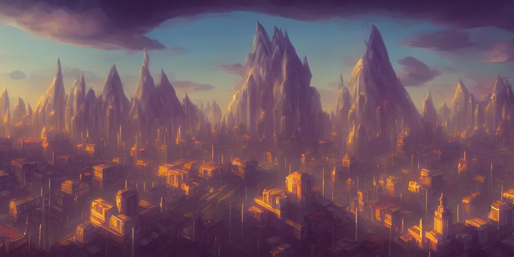 Prompt: a city in the style of piltover from arcane, tall towers, utopia, white blimps in the sky, blue skies, soft clouds, trending on artstation