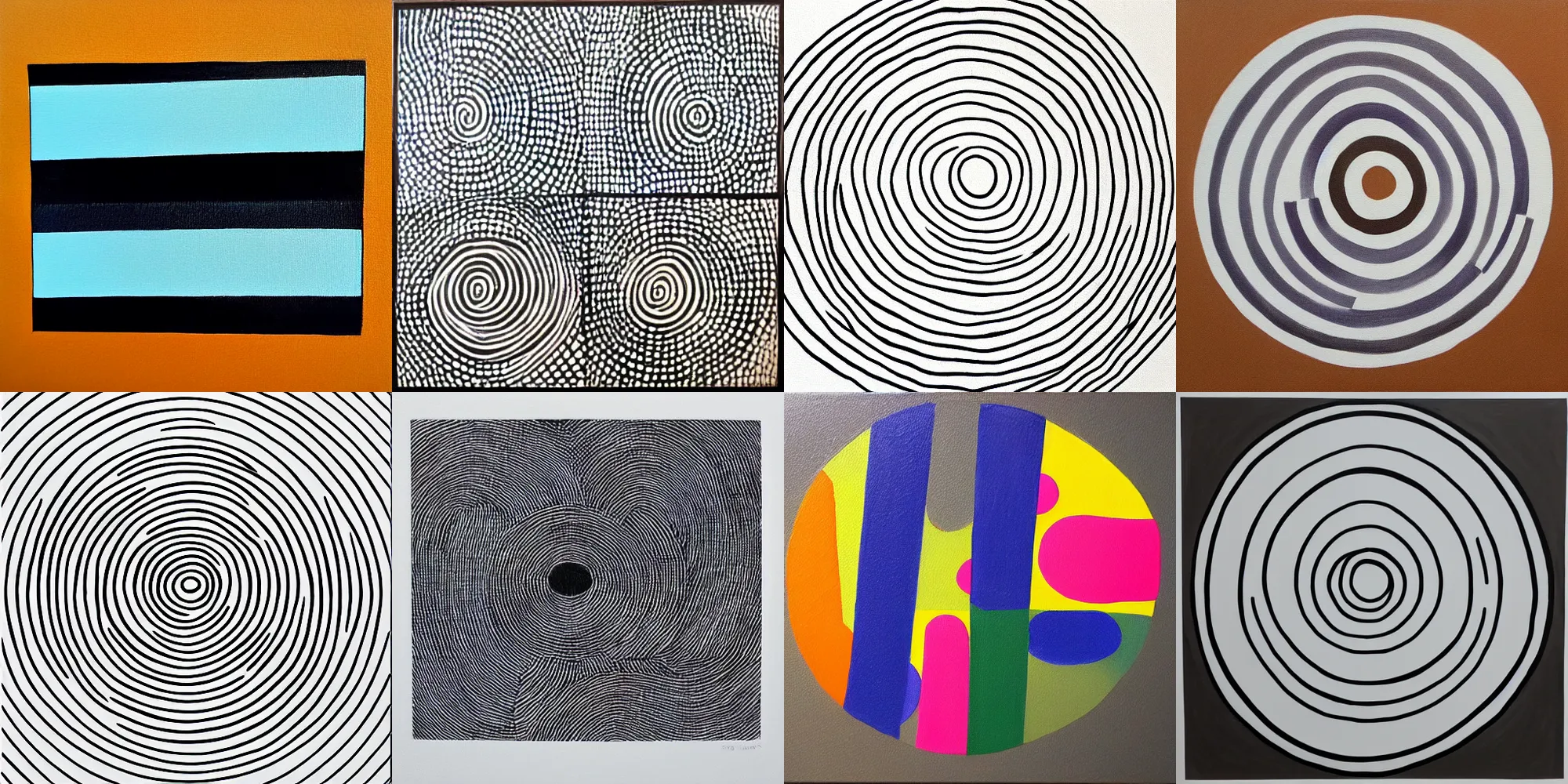 Prompt: Minimalist painting of circles bouncing off of lines and squares