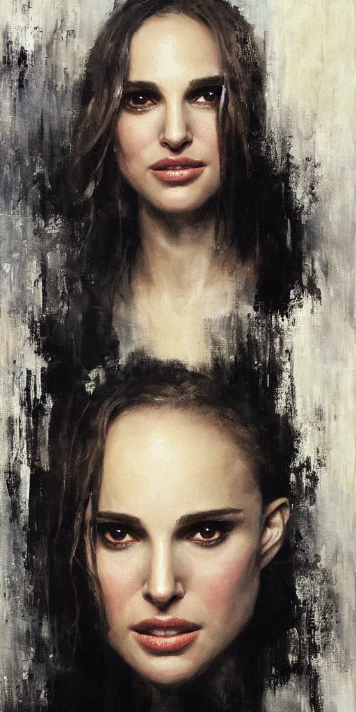 Prompt: A painting of Natalie Portman, by Jeremy Mann