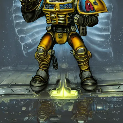 Image similar to space marine, solarpunk, illustration