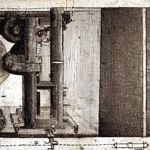 Prompt: photograph of invention designed by da vinci