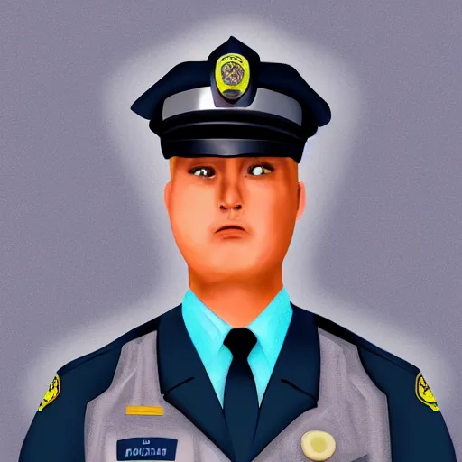 Image similar to “Police officer who is a donut, digital art, 4k, award winning”