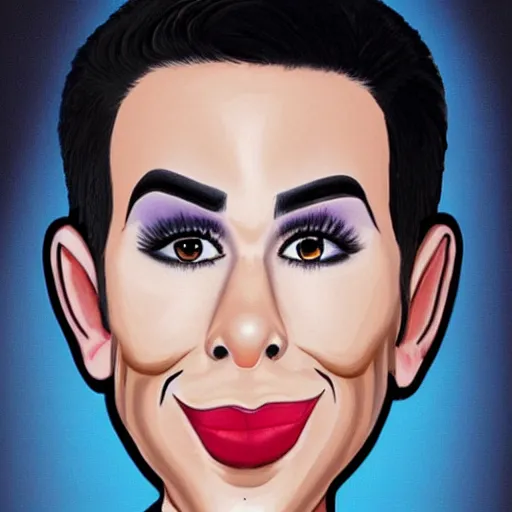 Prompt: a caricature painting of james charles