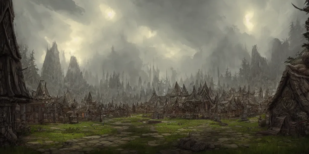 Gnoll City With Large Tents As Buildings Barbarian Stable Diffusion