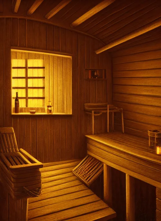 Image similar to finnish sauna, backround dark, highly detailed, digital illustration, trending in artstation, modern painting, smooth, sharp focus, intricate, einar jonsson, ilya repin