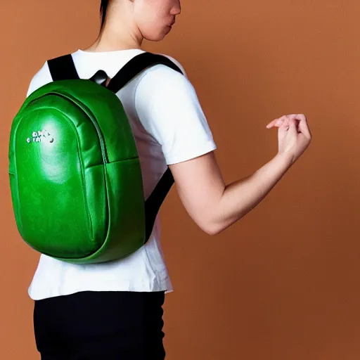 Image similar to avocado backpack, magazine photo, studio lighting, brilliant design