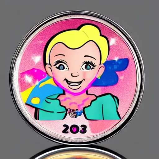 Prompt: jojo siwa on the american 2 5 cent coin