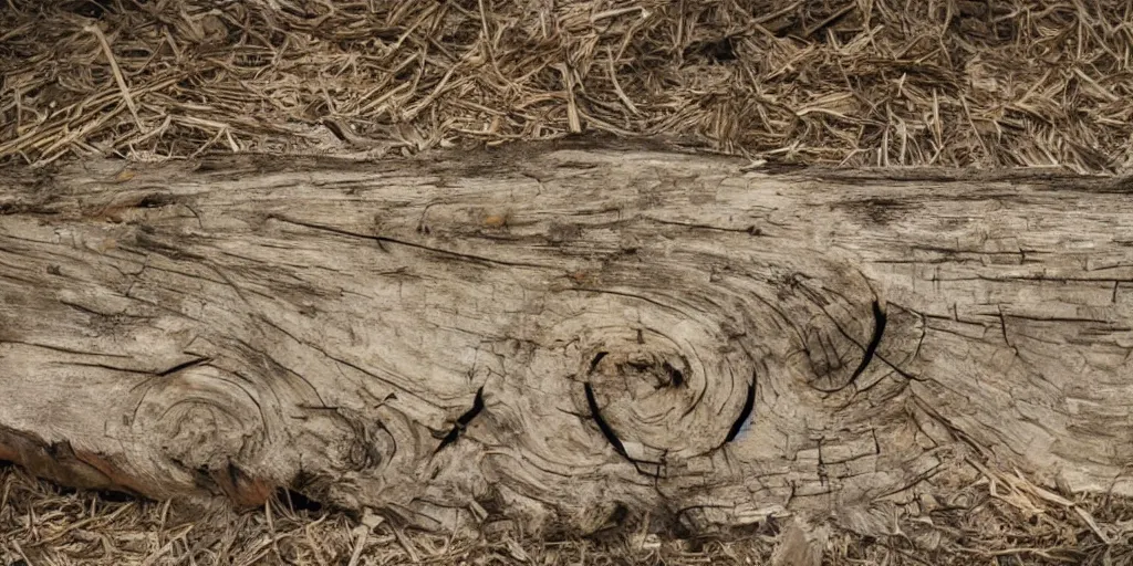 Image similar to ominous log of wood floating in a dusty scenery, dangerous aura, low angle shot