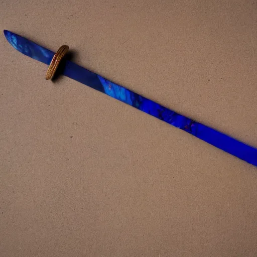 Prompt: photo of a lapis lazuli sword