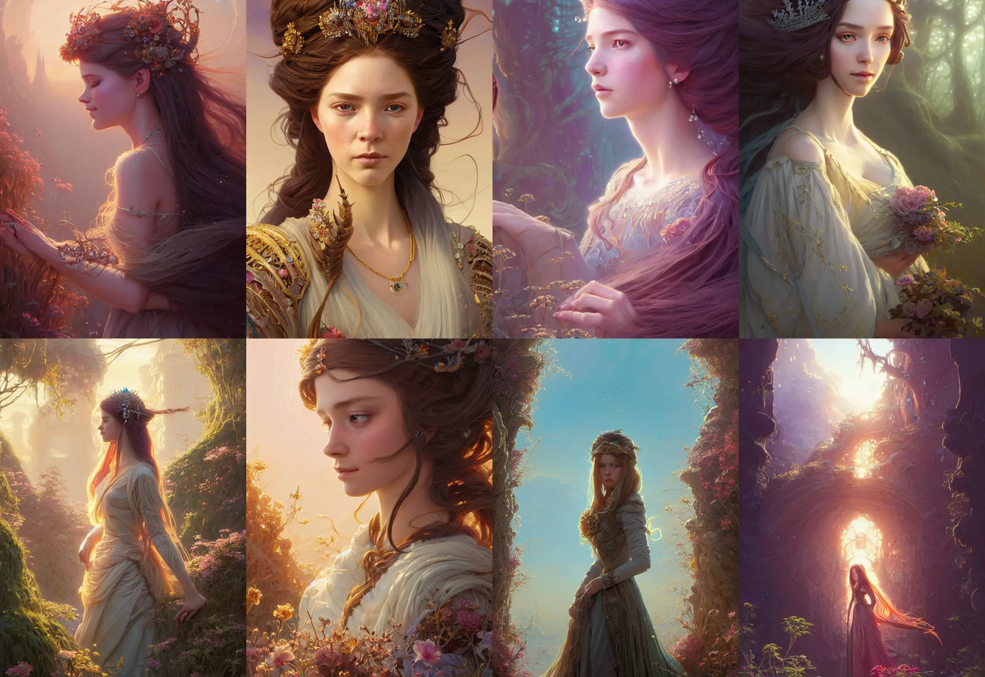 Prompt: highly detailed portrait of a princess with long hairs, stephen bliss, unreal engine, fantasy art by greg rutkowski, loish, rhads, ferdinand knab, makoto shinkai and lois van baarle, ilya kuvshinov, rossdraws, tom bagshaw, alphonse mucha, global illumination, radiant light, detailed and intricate environment