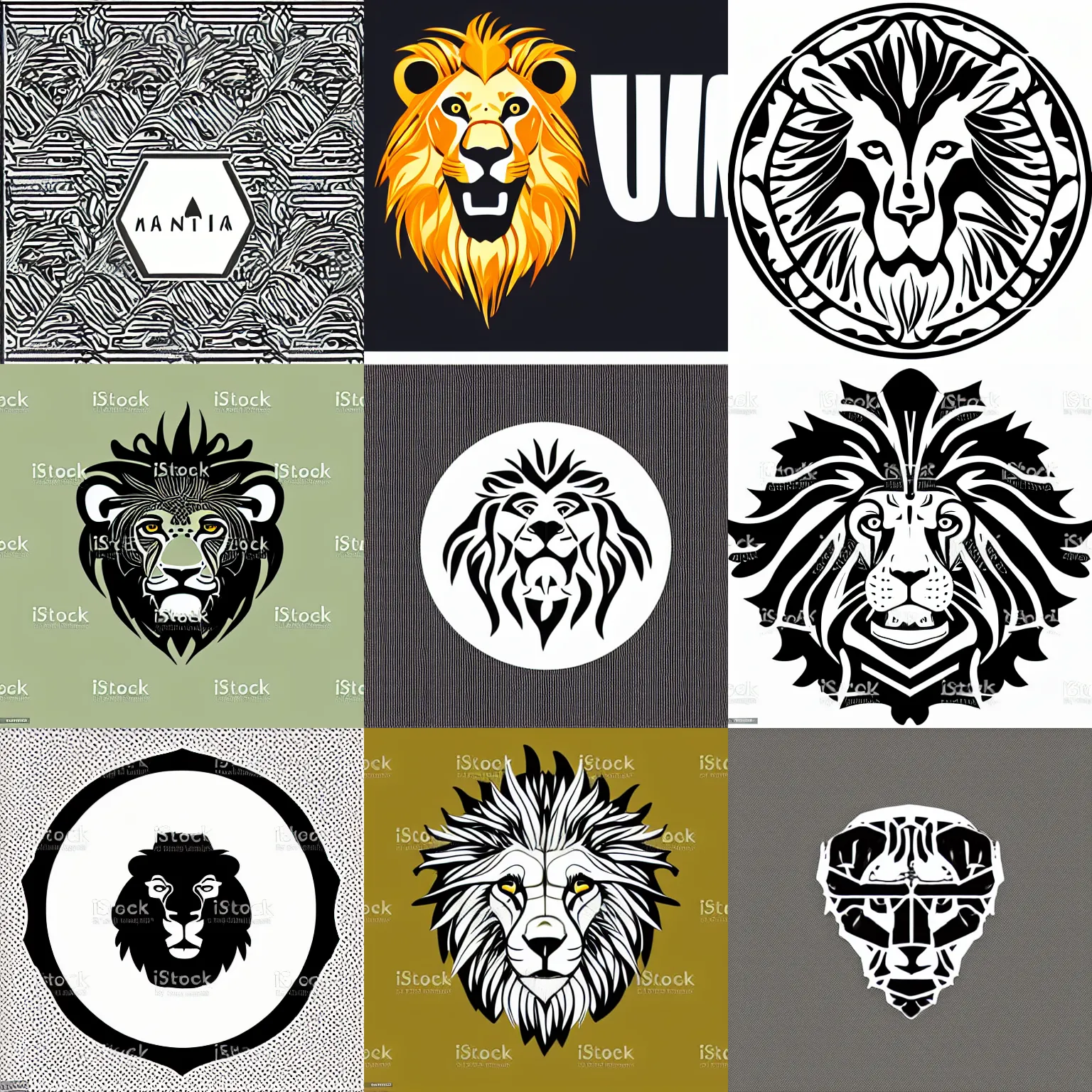 Prompt: company logo for mantara designs, vector art illustration, stylized lion