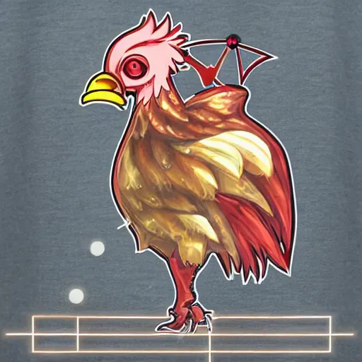 Image similar to anime steam punk chicken with laser beams