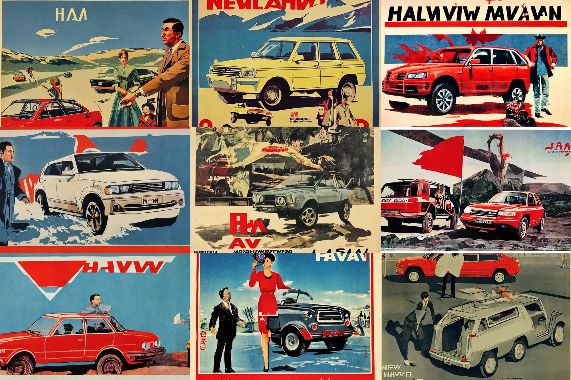 Prompt: advertising new modern haval on a soviet poster