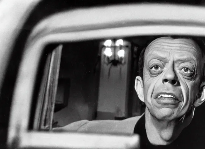 Prompt: film still of Don Knotts hiding from Andy Griffith new Matlock movie, 8k