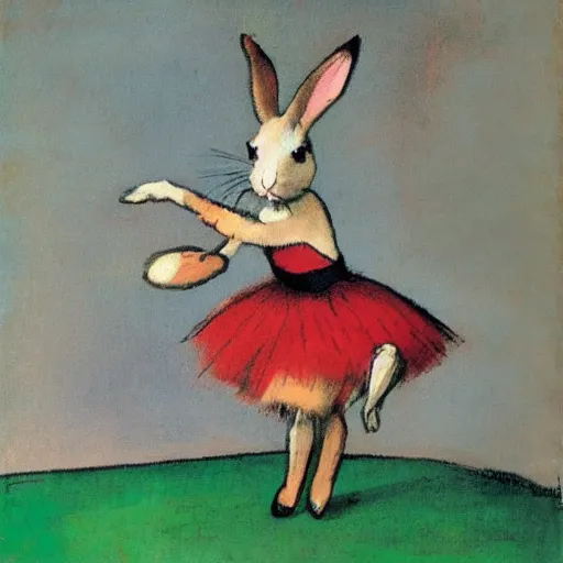 Prompt: a rabbit dancing ballet in the style of degas