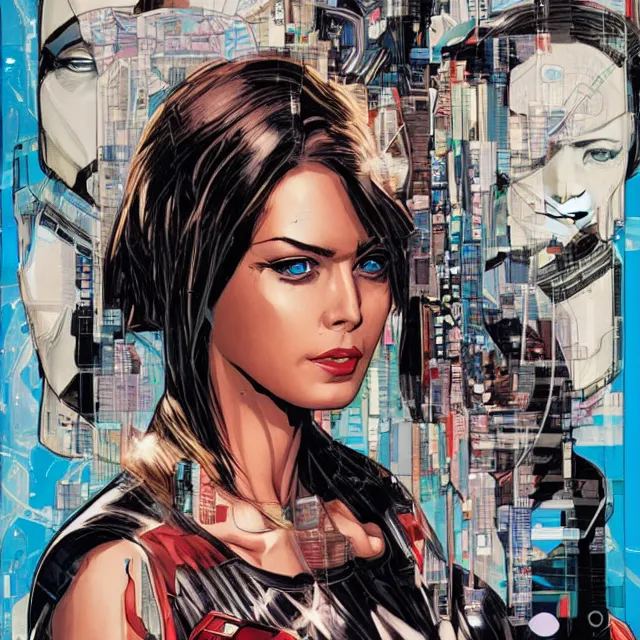 Image similar to portrait of a female android, by MARVEL comics and Sandra Chevrier, 8k