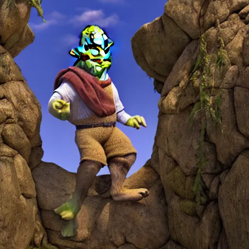 Image similar to shrek going to heaven, highly detailed, high quality, hd, 4 k, 8 k, canon 3 0 0 mm, professional photographer, 4 0 mp, lifelike, top - rated, award winning, realistic, sharp, no blur, edited, corrected, trending