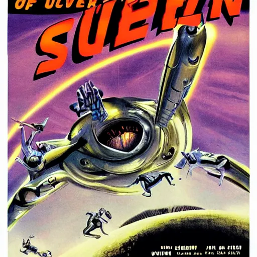 Image similar to a movie poster for the film invasion of the saucer - men, poster art by Ed Emshwiller, cg society, retrofuturism, poster art, movie poster, concert poster