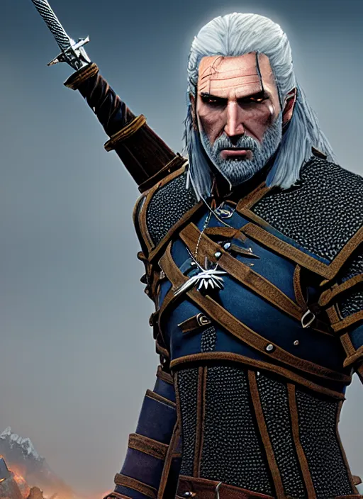 Image similar to Christopher Lee in The Witcher 3, gameplay, 8k, HD