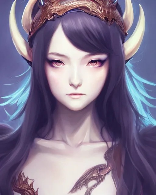 anime girl with dragon horns