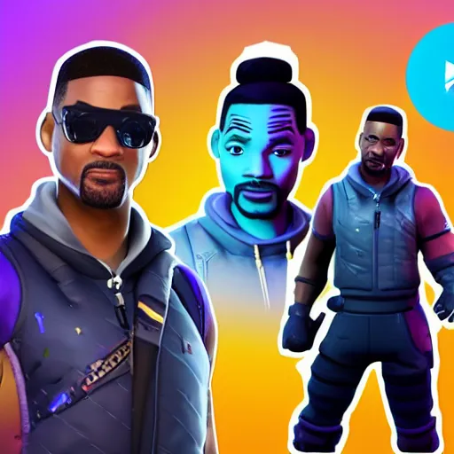 Image similar to will smith in fortnite, fortnite art style