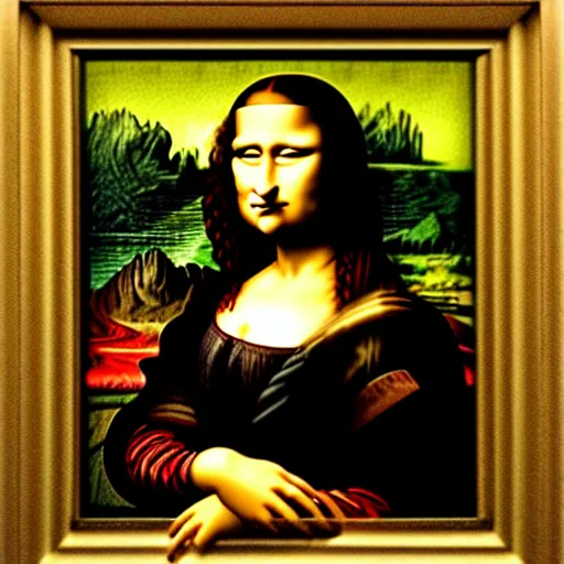 Prompt: a cyberpunk Mona Lisa