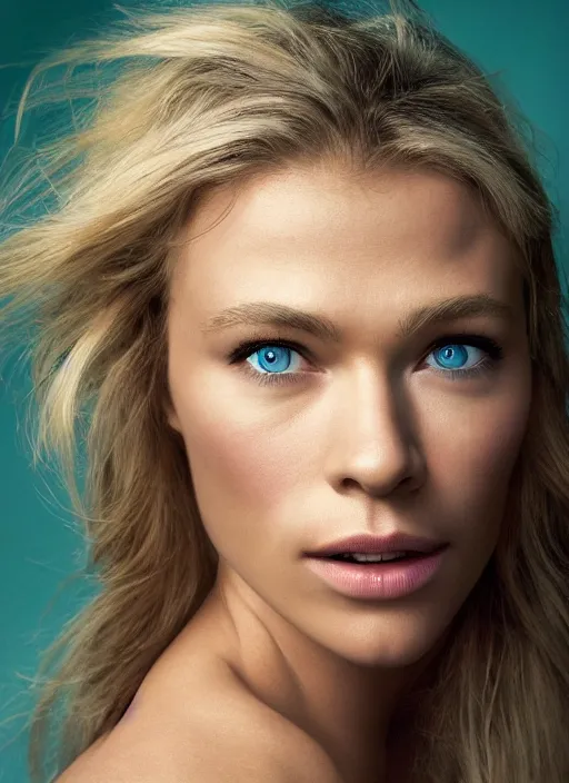 Image similar to portrait of beautiful female chris hemsworth by mario testino, headshot, detailed, award winning, sony a 7 r