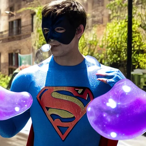 Prompt: a superhero with bubble powers