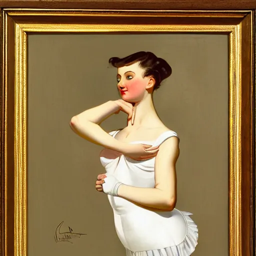 Image similar to ballerina painted by leyendecker