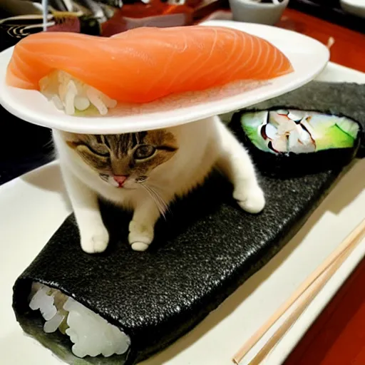 Image similar to cat in sushi house