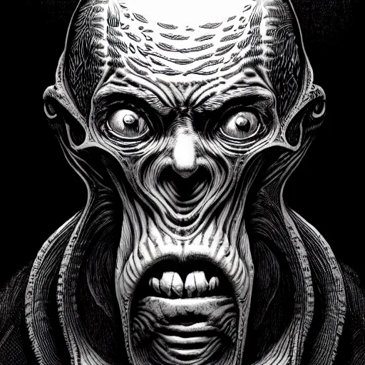 Image similar to portrait soft light, by bernie wrightson and killian eng and joe fenton, inspired by h p lovecraft, etching, fine, sharp high detail