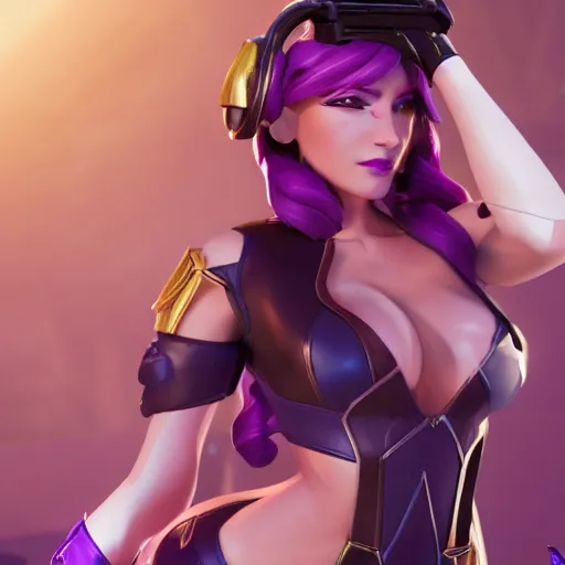 Image similar to still of pretty Caitlyn (League of Legends) in KDA More music video. 3d render, octane render, game art, realistic, highly detailed, trending on artstation, 4k, trending on artstation, pixar, cgsociety, unreal engine 5, redshift render, trending on artstation, blender, behance, cg