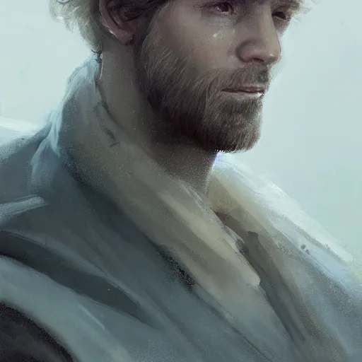 Image similar to portrait of a man by greg rutkowski, cade skywalker, messy blond hair, beard, tall and muscular, star wars expanded universe, he is about 3 0 years old, wearing a flying jacket, distrustful and arrogant, highly detailed portrait, digital painting, artstation, concept art, smooth, sharp foccus ilustration, artstation hq