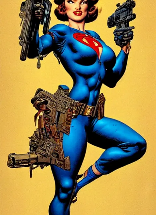 Prompt: female version of the punisher. portrait by clyde caldwell and jean giraud and anton otto fischer and john philip falter and will eisner and gil elvgren