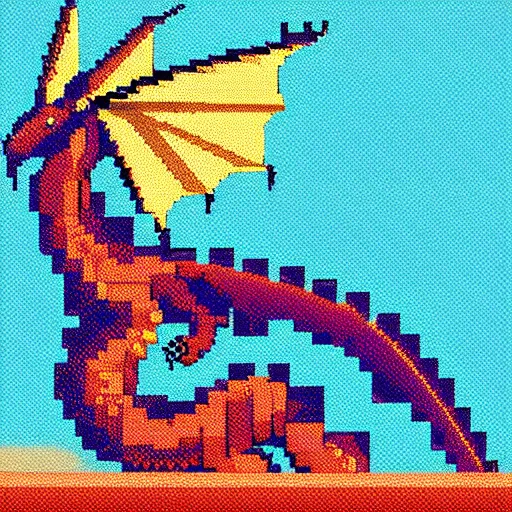 AI Art Generator: 32x32 pixel art dragon