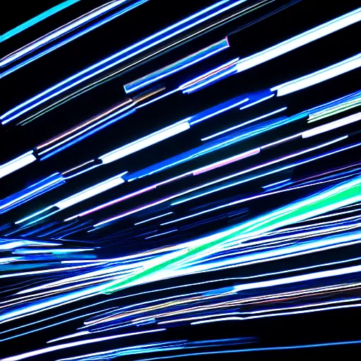 Image similar to drawing of break dancer as lines of lights, long exposure shot, tron, cinematic view from lower angle