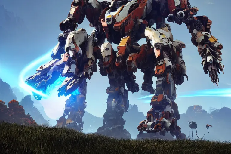 Image similar to shell - walker machine mecha animal beast robot of horizon forbidden west horizon zero dawn bioluminiscence global illumination ray tracing hdr fanart arstation by sung choi and eric pfeiffer and gabriel garza and casper konefal