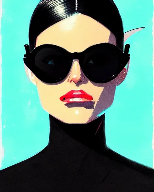 Prompt: a ultradetailed beautiful painting of a stylish shark humanoid wearing black ysl sunglasses, by conrad roset, greg rutkowski and makoto shinkai trending on artstation