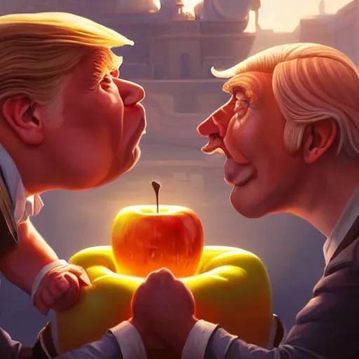 Image similar to donald trump apple bobbing!!!!!!!, ben hur, loftis, cory behance hd by jesper ejsing, by rhads, makoto shinkai and lois van baarle, ilya kuvshinov, rossdraws global illumination