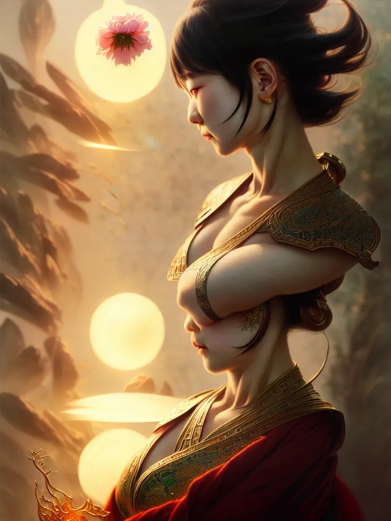 Image similar to ultra realistic 'Hu Tao', Genshin Impact, fantasy, anime, manga, game art, intricate details, elegant, highly detailed, photorealistic, digital painting, octane render, concept art, eerie, 8k, art by artgerm and greg rutkowski and alphonse mucha