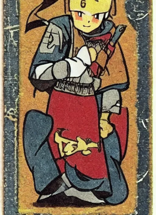 Image similar to a pokemon card from the 1 1 th century